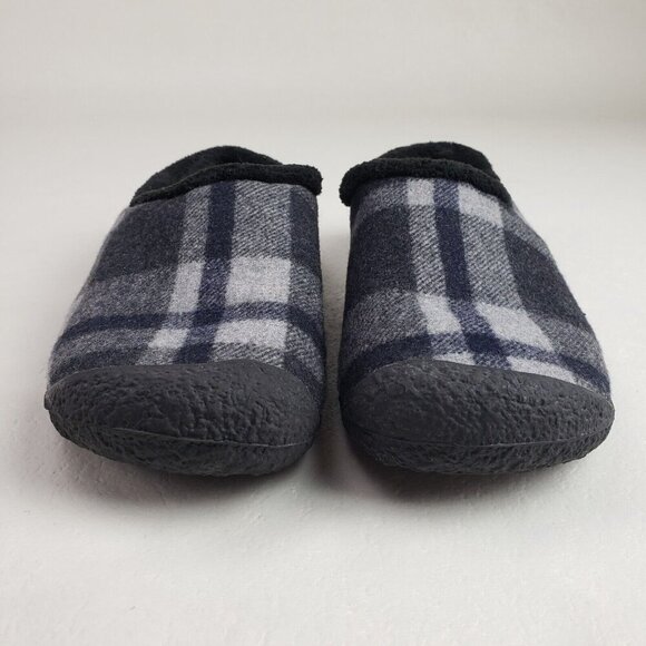 Keen Howser Plaid Slide Slipper Womens 7 Gray Fleece Lined Slip On Clog Shoe - Picture 4 of 10